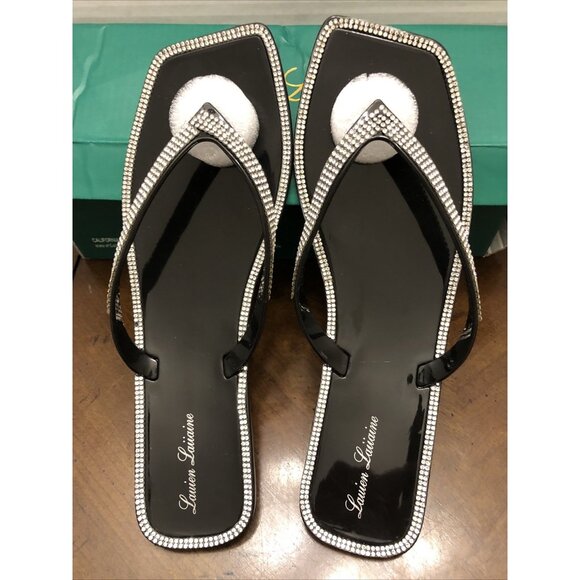 Lauren Lorraine TAMPA Crystal Embellished Sandals in Black Size 8.5 - Picture 1 of 4